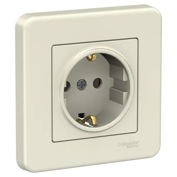 Schneider Electric - LNA2900223 - Leona Side-earth S.O. w/Shutter Cream - 1