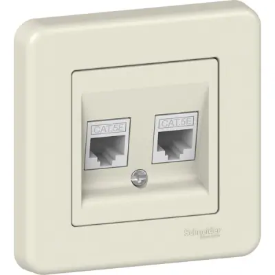 Schneider Electric - LNA4400123 - Leona Doubl RJ45 Data Sckt Cat5e UTP Crm - 1