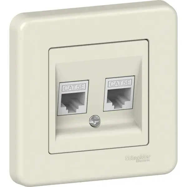 Schneider Electric - LNA4400123 - Leona Doubl RJ45 Data Sckt Cat5e UTP Crm - 1