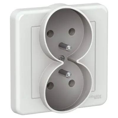 Schneider Electric - LNA9800221 - Leona Double S.O. w/shutters White - 1