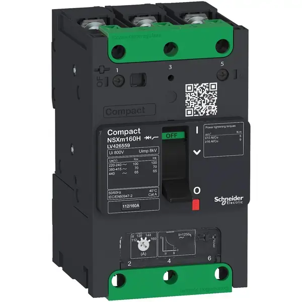 Schneider Electric - LV426459 - Breaker NSXm 50kA TM160D 3P busbar - 1