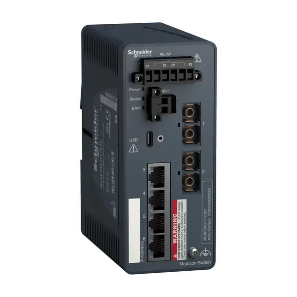 Schneider Electric - MCSESM063F2CS0 - Modicon Managed Switch 4TX/2FX-SM - 1