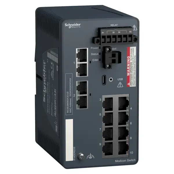 Schneider Electric - MCSESM103F2CS0 - Modicon Managed Switch 8TX/2FX-SM - 1