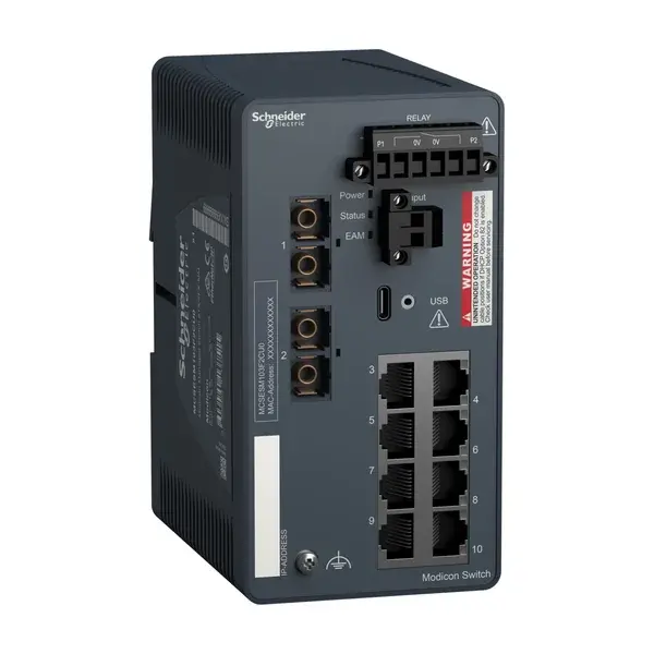 Schneider Electric - MCSESM103F2CU0 - Modicon Managed Switch 8TX/2FX-MM - 1