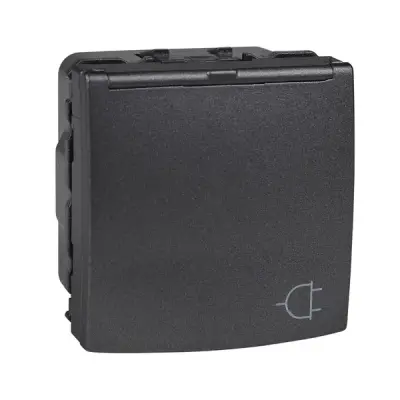 Schneider Electric - MGU3.037.12TA - Unica Side-E. SO w/Shut. Lid 2m Graphite - 1