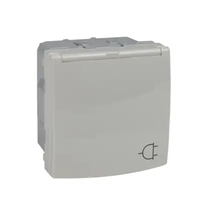 Schneider Electric - MGU3.037.25TA - Unica Side-E. SO w/ Shut. Lid 2m Ivory - 1