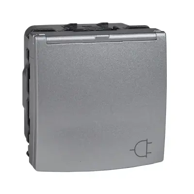 Schneider Electric - MGU3.037.30TA - Unica Side-E. SO w/ Shut. Lid 2m Alum - 1