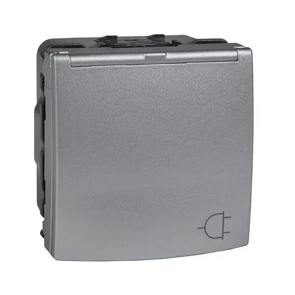 Schneider Electric - MGU3.037.30TA - Unica Side-E. SO w/ Shut. Lid 2m Alum - 1