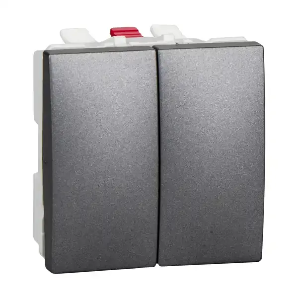 Schneider Electric - MGU3.211.12 - Unica Double One-way Switch 2m Graphite - 1