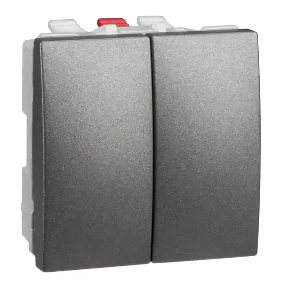 Schneider Electric - MGU3.213.12 - Unica Double Two-way Switch 2m Graphite - 1