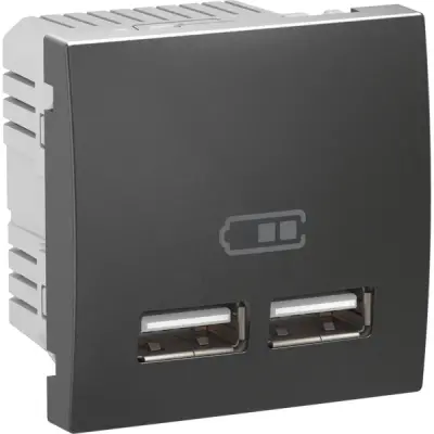 Schneider Electric - MGU3.418.12 - Unica Double USB Charger 2,1A 2m Grpht - 1