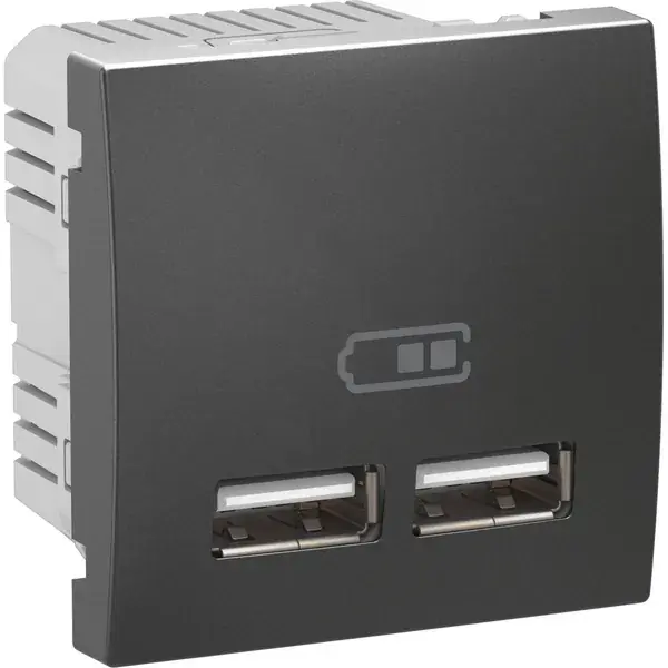 Schneider Electric - MGU3.418.12 - Unica Double USB Charger 2,1A 2m Grpht - 1