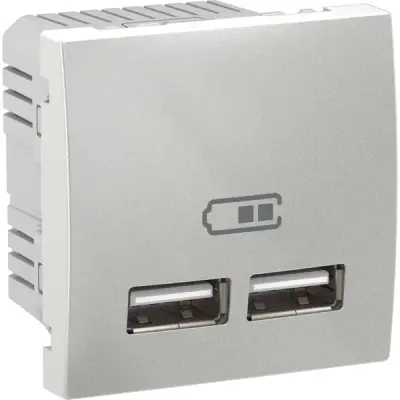 Schneider Electric - MGU3.418.30 - Unica Double USB Charger 2,1A 2m Alum - 1