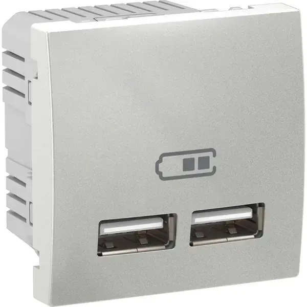Schneider Electric - MGU3.418.30 - Unica Double USB Charger 2,1A 2m Alum - 1