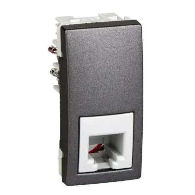 Schneider Electric - MGU3.490.12 - Unica RJ11 4-contacts Socket 1m Graphite - 1