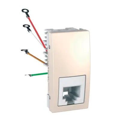 Schneider Electric - MGU3.490.25 - Unica RJ11 4-contacts Socket 1m Ivory - 1