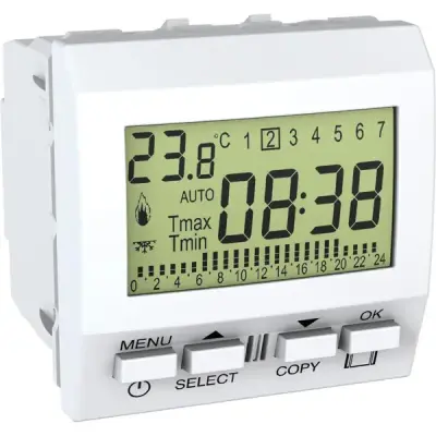 Schneider Electric - MGU3.505.18 - Unica Weekly Prog. Thermostat 2m Beyaz - 1