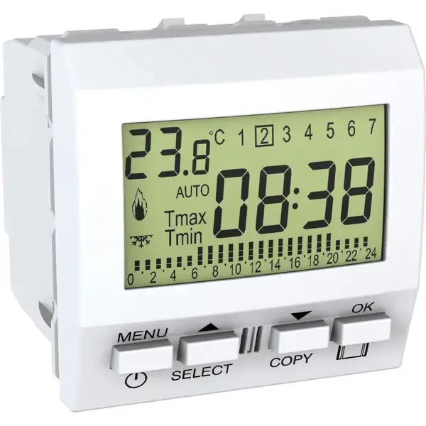 Schneider Electric - MGU3.505.18 - Unica Weekly Prog. Thermostat 2m Beyaz - 1
