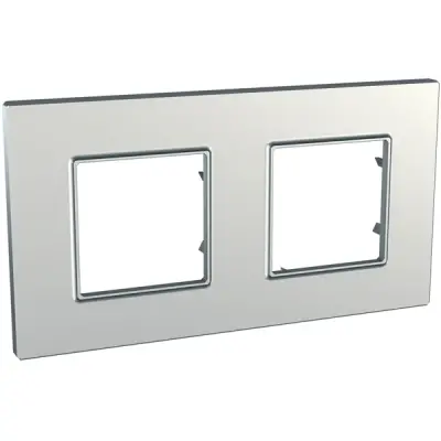 Schneider Electric - MGU6.704.55 - Unica Quadro 2g Frame Silver Metallic - 1