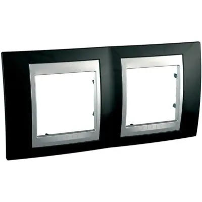 Schneider Electric - MGU66.004.093 - Unica Top 2g Frame Rodium Black-Alum - 1