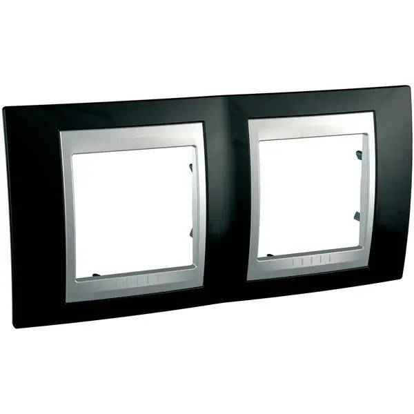 Schneider Electric - MGU66.004.093 - Unica Top 2g Frame Rodium Black-Alum - 1