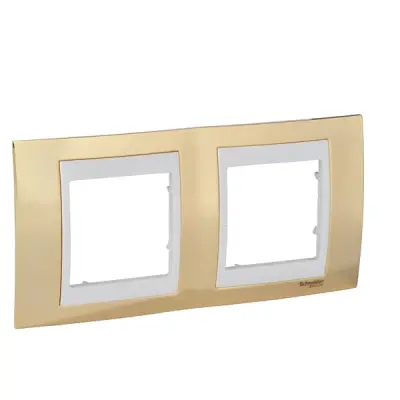 Schneider Electric - MGU66.004.504 - Unica Plus 2g Horizntl Frame Gold/Ivory - 1