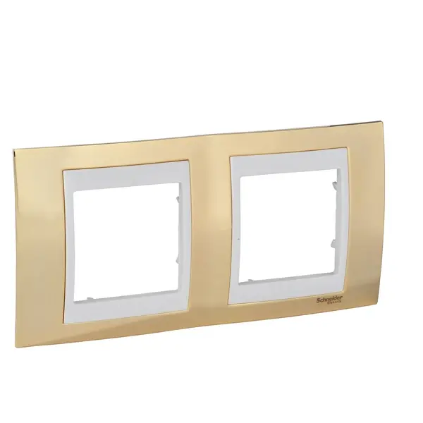 Schneider Electric - MGU66.004.504 - Unica Plus 2g Horizntl Frame Gold/Ivory - 1