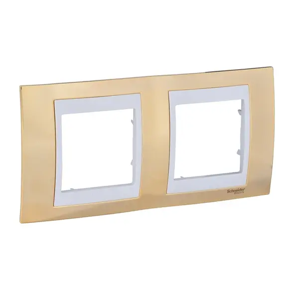 Schneider Electric - MGU66.004.804 - Unica Plus 2g Horizntl Frame Gold/White - 1