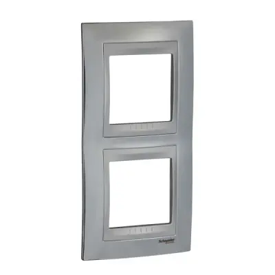 Schneider Electric - MGU66.004V.010 - Unica Top 2g Vert Frm Bright Chrome-Alum - 1
