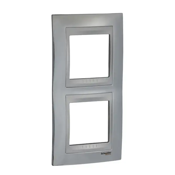 Schneider Electric - MGU66.004V.010 - Unica Top 2g Vert Frm Bright Chrome-Alum - 1