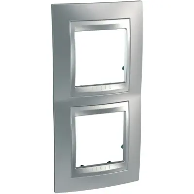 Schneider Electric - MGU66.004V.038 - Unica Top 2g Vert Frm Glossy Chrome-Alum - 1
