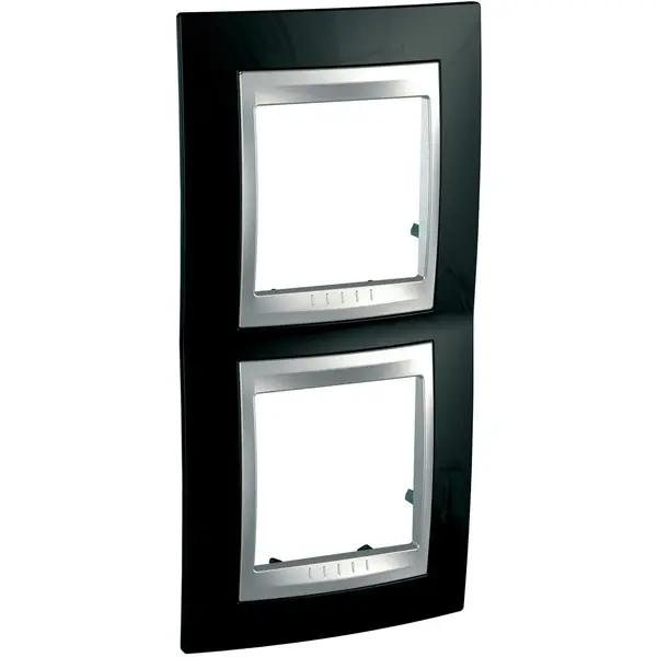 Schneider Electric - MGU66.004V.093 - Unica Top 2g Vert Frm Rodium Black-Alum - 1