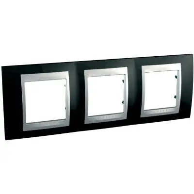 Schneider Electric - MGU66.006.093 - Unica Top 3g Frame Rodium Black-Alum - 1