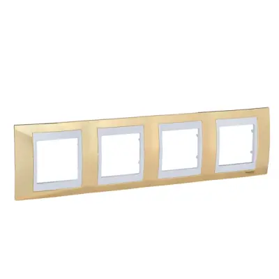 Schneider Electric - MGU66.008.804 - Unica Plus 4g Horizntl Frame Gold/White - 1