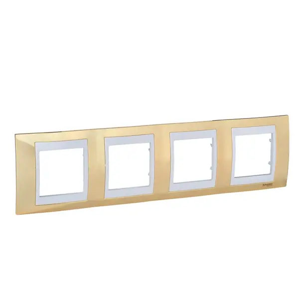 Schneider Electric - MGU66.008.804 - Unica Plus 4g Horizntl Frame Gold/White - 1