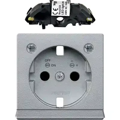 Schneider Electric - MTN2334-0460 - Mrtn SysM Side-e SO w/shtr&LED Plate Alu - 1