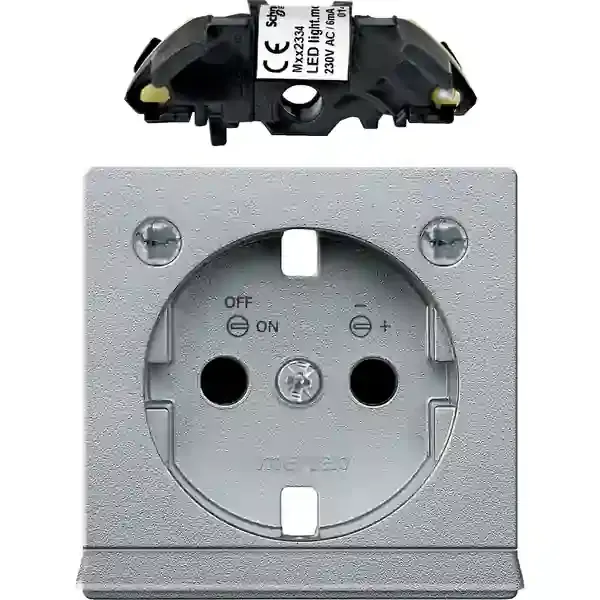 Schneider Electric - MTN2334-0460 - Mrtn SysM Side-e SO w/shtr&LED Plate Alu - 1