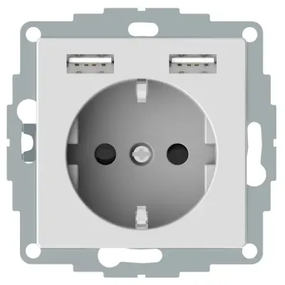 Schneider Electric - MTN2366-0325 - Schuko SO with USB charger TPb aw Sys M - 1