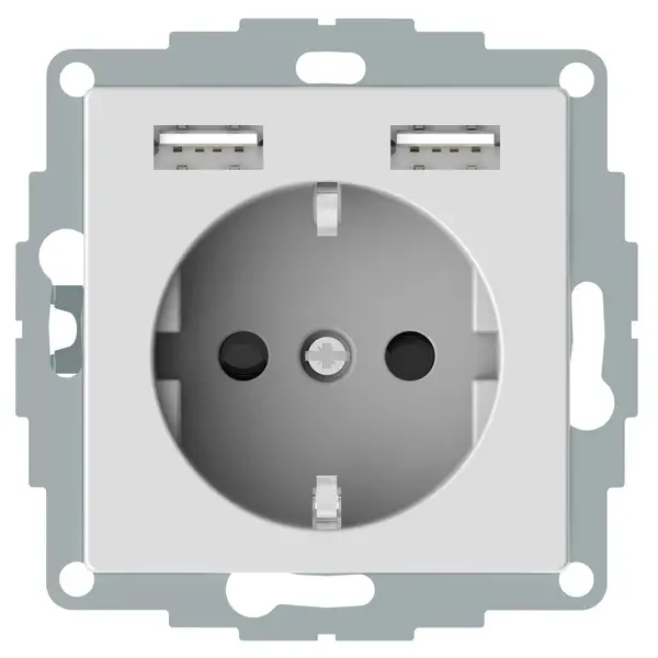 Schneider Electric - MTN2366-0325 - Schuko SO with USB charger TPb aw Sys M - 1