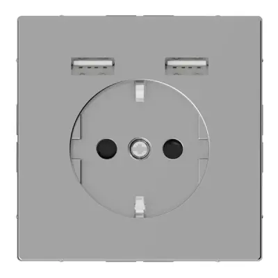 Schneider Electric - MTN2366-6036 - Schuko SO with USB charger TP stst SDsg - 1