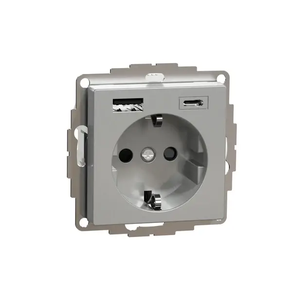 Schneider Electric - MTN2367-0460 - Merten Sys-M Schuko SO w/USB A+C Alum - 1