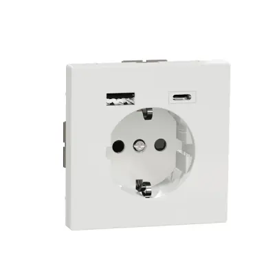 Schneider Electric - MTN2367-6035 - Schuko SO w USB A+C 3A TPb lw SDsg - 1