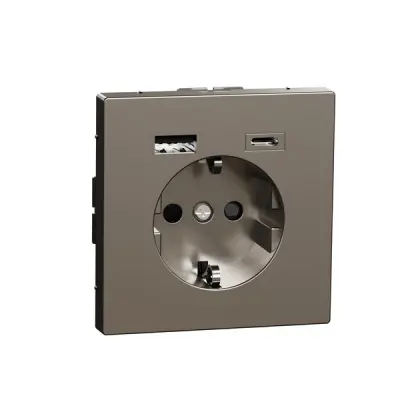 Schneider Electric - MTN2367-6036 - Schuko SO w USB A+C 3A TP stst SDsg - 1