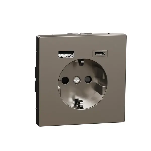 Schneider Electric - MTN2367-6036 - Schuko SO w USB A+C 3A TP stst SDsg - 1