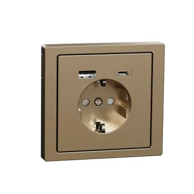 Schneider Electric - MTN2367-6051 - Schuko SO w USB A+C 3A TP chm SDsg - 1