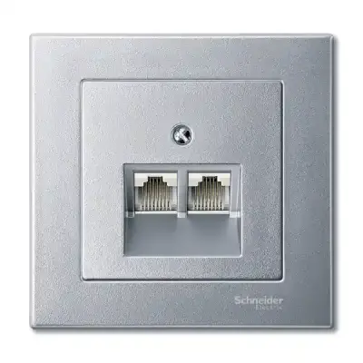 Schneider Electric - MTN298060 - Merten Sys-M 2xRJ45 Insert Plate Alum - 1