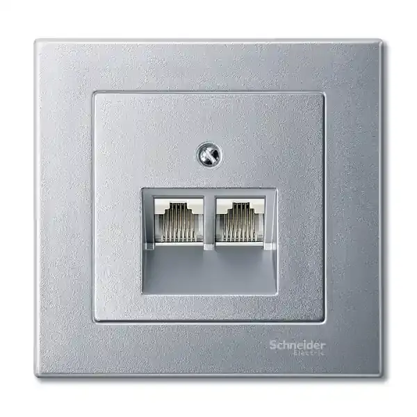 Schneider Electric - MTN298060 - Merten Sys-M 2xRJ45 Insert Plate Alum - 1