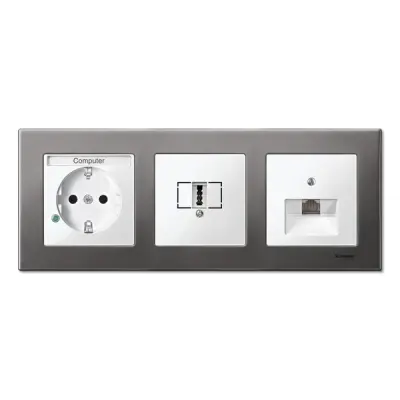 Schneider Electric - MTN403314 - Merten M-Eleg. Mtl 3g Frame Rhodium Grey - 1