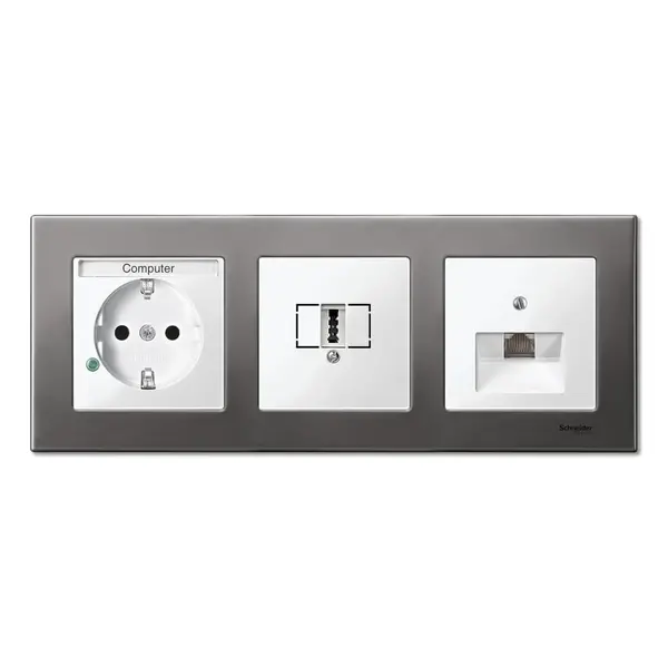 Schneider Electric - MTN403314 - Merten M-Eleg. Mtl 3g Frame Rhodium Grey - 1