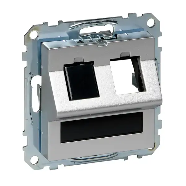Schneider Electric - MTN4568-0460 - Mrtn SysM 2xRJ45 Plate w/Slide&Label Al - 1